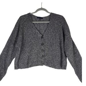American‎ Eagle Womens Heathered Gray Cropped Cardigan Sweater XS Cozy Soft Girl